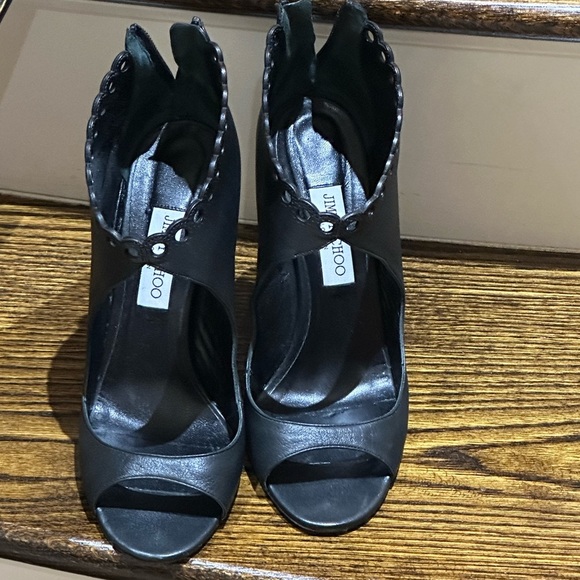 Jimmy Choo Blythe 110 Black Grainy Leather Sandals Size 41 - Picture 4 of 5